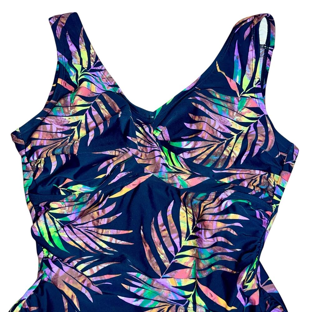 Ceeb One Piece Swimsuit Skirt Palm Leaf Tummy Control - Picture 5 of 10